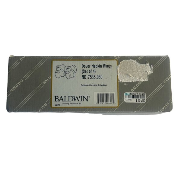 BALDWIN BRASS Napkin Rings Dover #7534.030 Set of 4 EXCELLENT BOX - Picture 2 of 5